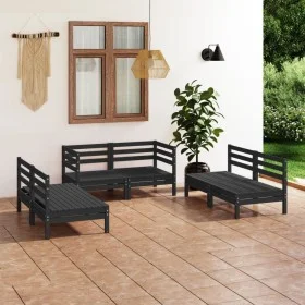 Gartenmöbelset 6-teilig aus massivem Kiefernholz schwarz von vidaXL, Gartensets - Ref: Foro24-3082556, Preis: 313,55 €, Rabat...