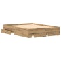 Artisan Oak Bed Frame with Drawers Crafted Wood by , Beds and slatted bases - Ref: Foro24-3333964, Price: 185,74 €, Discount: %