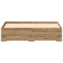 Artisan Oak Bed Frame with Drawers Crafted Wood by , Beds and slatted bases - Ref: Foro24-3333964, Price: 185,74 €, Discount: %