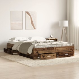 Bed Frame with Drawers Antique Wood Elaborated Wood by , Beds and slatted bases - Ref: Foro24-3333972, Price: 197,53 €, Disco...