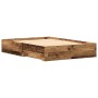 Bed with drawers aged engineered wood 135x190 cm by , Beds and slatted bases - Ref: Foro24-3333975, Price: 194,53 €, Discount: %