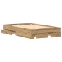 Bed with drawers engineered oak artisan 120x190 cm by , Beds and slatted bases - Ref: Foro24-3333979, Price: 188,31 €, Discou...