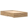 Bed with drawers engineered oak artisan 120x190 cm by , Beds and slatted bases - Ref: Foro24-3333979, Price: 188,31 €, Discou...