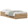 Artisan Oak Bed Frame 100x200 cm Crafted Wood by , Beds and slatted bases - Ref: Foro24-3333982, Price: 129,45 €, Discount: %