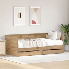 Sofa bed in handmade oak Handmade red Crafted wood by , Beds and slatted bases - Ref: Foro24-3333985, Price: 195,21 €, Discou...
