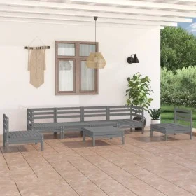 7-piece solid pine wood garden furniture set in gray. by vidaXL, Garden sets - Ref: Foro24-3082549, Price: 301,58 €, Discount: %