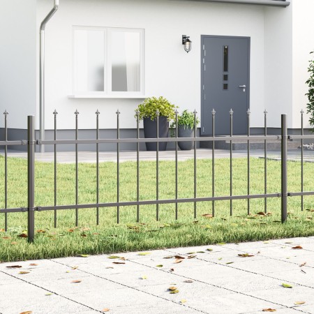 Garden fence with spearhead gray steel 10.2x0.6 m by , fence panels - Ref: Foro24-3334108, Price: 266,61 €, Discount: %