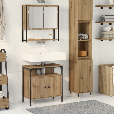 2-teiliges Badmöbel-Set aus handwerklichem Eichenholz von , Badezimmermöbel - Ref: Foro24-3334320, Preis: 95,12 €, Rabatt: %