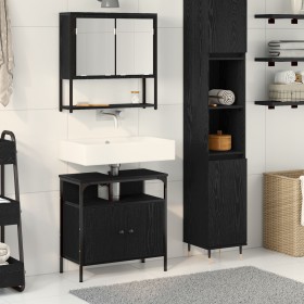 2-teiliges Badmöbel-Set aus schwarzem Eichenholz von , Badezimmermöbel - Ref: Foro24-3334321, Preis: 100,76 €, Rabatt: -5%%
