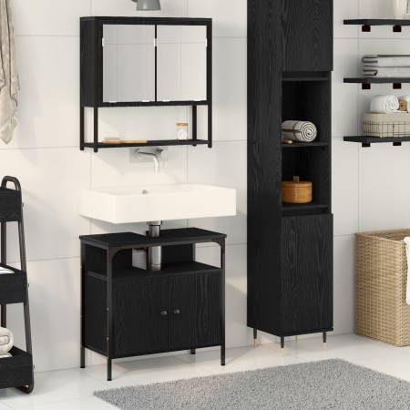 2-teiliges Badmöbel-Set aus schwarzem Eichenholz von , Badezimmermöbel - Ref: Foro24-3334321, Preis: 100,76 €, Rabatt: -5%%