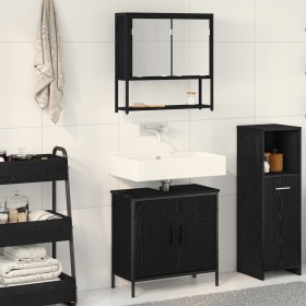 2-teiliges Badmöbel-Set aus schwarzem Eichenholz von , Badezimmermöbel - Ref: Foro24-3334324, Preis: 105,38 €, Rabatt: -5%%