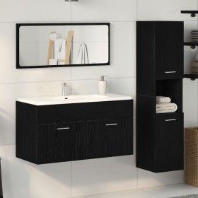 Juego de muebles de baño de 3 piezas en roble negro de madera compuesta de , Muebles de baño - Ref: Foro24-3334326, Precio: 1...