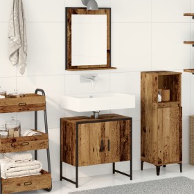 Set mit 2 Badezimmerschränken aus altem Holz von