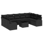 Conjunto de sofá de jardín 10 pcs Negro Poliratán