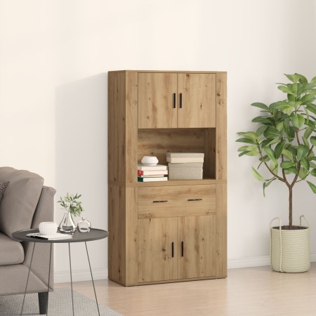 Artisan Oak Highboard 80x33x150 cm Solid Wood by , Sideboards - Ref: Foro24-3334341, Price: 169,01 €, Discount: %