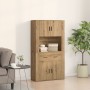 Artisan Oak Highboard 80x33x150 cm Solid Wood by , Sideboards - Ref: Foro24-3334341, Price: 169,01 €, Discount: %