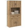 Artisan Oak Highboard 80x33x150 cm Solid Wood by , Sideboards - Ref: Foro24-3334341, Price: 169,01 €, Discount: %