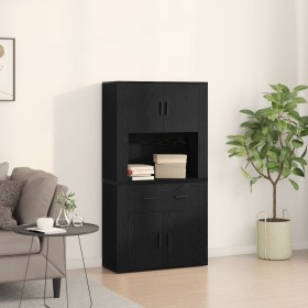 Black oak highboard 80x33x150 cm - Crafted wood by , Sideboards - Ref: Foro24-3334342, Price: 170,16 €, Discount: %