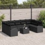 Conjunto de sofá de jardín 10 pcs Negro Poliratán