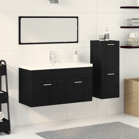 4-Piece Black Oak and Manufactured Wood Bathroom Furniture Set by , Bathroom furniture - Ref: Foro24-3334353, Price: 394,12 €...