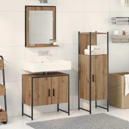 3-teiliges Badmöbel-Set aus ausgewogener Holz-Artisan-Eiche von , Badezimmermöbel - Ref: Foro24-3334358, Preis: 155,85 €, Rab...