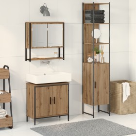 3-teiliges Badmöbel-Set aus handwerklichem Eichenholz von , Badezimmermöbel - Ref: Foro24-3334361, Preis: 180,69 €, Rabatt: -5%%