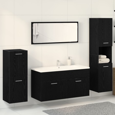 4-teiliges Badmöbel-Set aus schwarzer Eiche aus recyceltem Holz | Foro24.es | Tu tienda online para hogar, jardín y más Foro24.es
