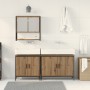 3-teiliges Badmöbel-Set aus handwerklichem Holzwerkstoff Eiche von , Badezimmermöbel - Ref: Foro24-3334365, Preis: 178,92 €, ...