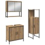 Conjunto de Muebles de Baño de 3 Piezas Roble Artesanal Madera