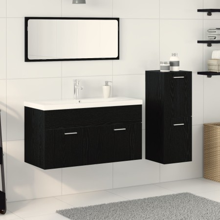 4 Piece Bathroom Furniture Set Black Oak Industrial Wood by , Bathroom furniture - Ref: Foro24-3334370, Price: 316,27 €, Disc...