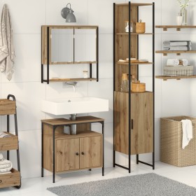 Set de Muebles de Baño de 3 Piezas en Madera de Roble Artesanal de , Muebles de baño - Ref: Foro24-3334371, Precio: 167,88 €,...
