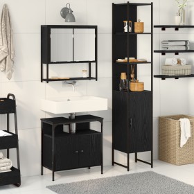 3-Piece Bathroom Furniture Set in Black Oak Engineered Wood by , Bathroom furniture - Ref: Foro24-3334372, Price: 178,15 €, D...