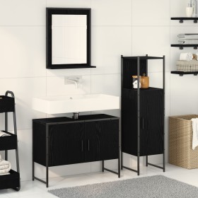 3-Piece Bathroom Furniture Set in Black Oak Wood by , Bathroom furniture - Ref: Foro24-3334376, Price: 158,17 €, Discount: %