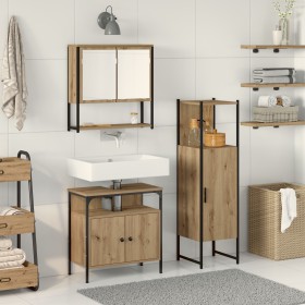 Conjunto de muebles de baño de 3 piezas en roble artesanal de madera elaborada de , Muebles de baño - Ref: Foro24-3334377, Pr...