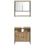 3-teiliges Badmöbel-Set aus handgefertigter Eiche aus bearbeitetem Holz von , Badezimmermöbel - Ref: Foro24-3334377, Preis: 1...