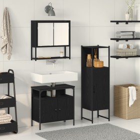 3-Piece Bathroom Furniture Set in Black Oak, Engineered Wood by , Bathroom furniture - Ref: Foro24-3334378, Price: 155,78 €, ...