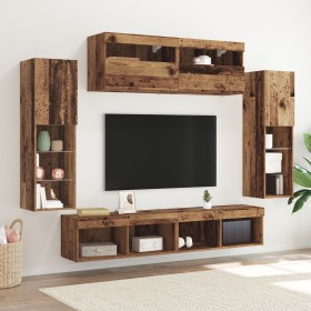 8-teilige TV-Schrankwand mit LED Altholz aus handwerklichem Holz von , TV-Möbel - Ref: Foro24-3334380, Preis: 329,08 €, Rabat...