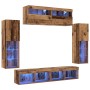 8-teilige TV-Schrankwand mit LED Altholz aus handwerklichem Holz von , TV-Möbel - Ref: Foro24-3334380, Preis: 329,08 €, Rabat...