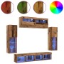 8 Piece TV Wall Unit with LED Old Wood Crafted Wood by , TV Furniture - Ref: Foro24-3334380, Price: 329,08 €, Discount: %