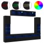 8 Piece TV Units with LED Black Oak Good Quality Wood by , TV Furniture - Ref: Foro24-3334382, Price: 353,53 €, Discount: %