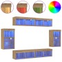 Unidades de TV de 8 piezas con LED y madera elaborada de roble artesanal von , TV-Möbel - Ref: Foro24-3334387, Preis: 230,80 ...