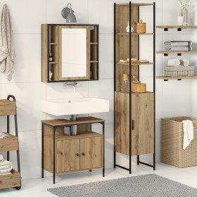 3-teiliges Waschtisch-Set aus geräucherter Holzwerkstoff-Eiche von , Badezimmermöbel - Ref: Foro24-3334394, Preis: 176,10 €, ...