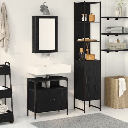 3-Piece Bathroom Furniture Set in Black Oak Wood by , Bathroom furniture - Ref: Foro24-3334397, Price: 174,03 €, Discount: %