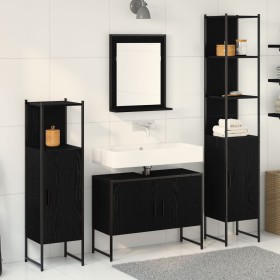 4-Piece Bathroom Furniture Set in Black Engineered Wood Oak by , Bathroom furniture - Ref: Foro24-3334404, Price: 237,45 €, D...