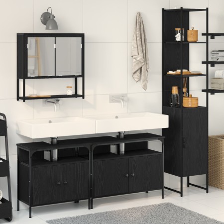 4-teiliges Badmöbel-Set aus schwarzer Eiche aus handgefertigtem Holz | Foro24.es | Tu tienda online para hogar, jardín y más Foro24.es