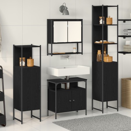 4-Piece Bathroom Furniture Set in Black Oak Wood by , Bathroom furniture - Ref: Foro24-3334408, Price: 234,95 €, Discount: %