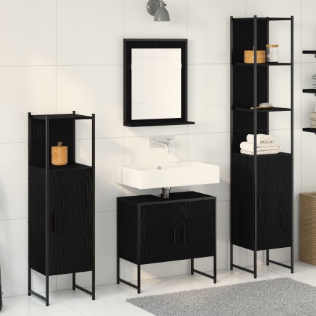 4-Piece Bathroom Furniture Set in Black Oak - Quality Wood by , Bathroom furniture - Ref: Foro24-3334411, Price: 223,70 €, Di...