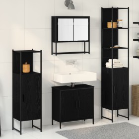 Set of 4 Black Oak Quality Wood Bathroom Furniture by , Bathroom furniture - Ref: Foro24-3334414, Price: 238,72 €, Discount: %
