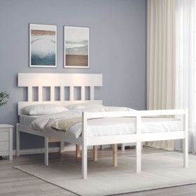 Elderly bed solid wood headboard white 140x200 cm by vidaXL, Beds and slatted bases - Ref: Foro24-3195417, Price: 175,37 €, D...