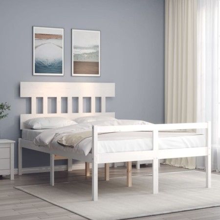 Seniorenbett Massivholz Kopfteil weiß 140x200 cm von vidaXL, Betten und Lattenroste - Ref: Foro24-3195417, Preis: 175,50 €, R...
